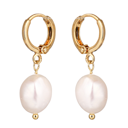 Mint & Lily Freshwater Pearl Drop Huggie Earrings