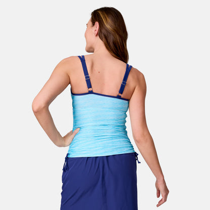 Women's Textured Stripe Double Strap Tankini Top