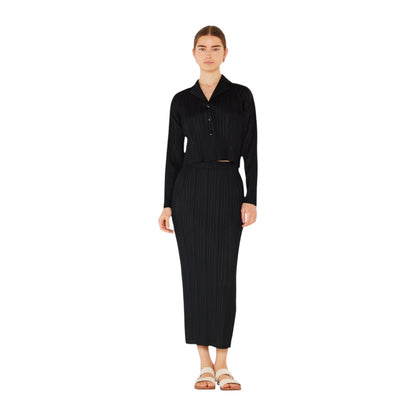 Marina West Pleated Midi Pencil Skirt (SKT01H) - Black