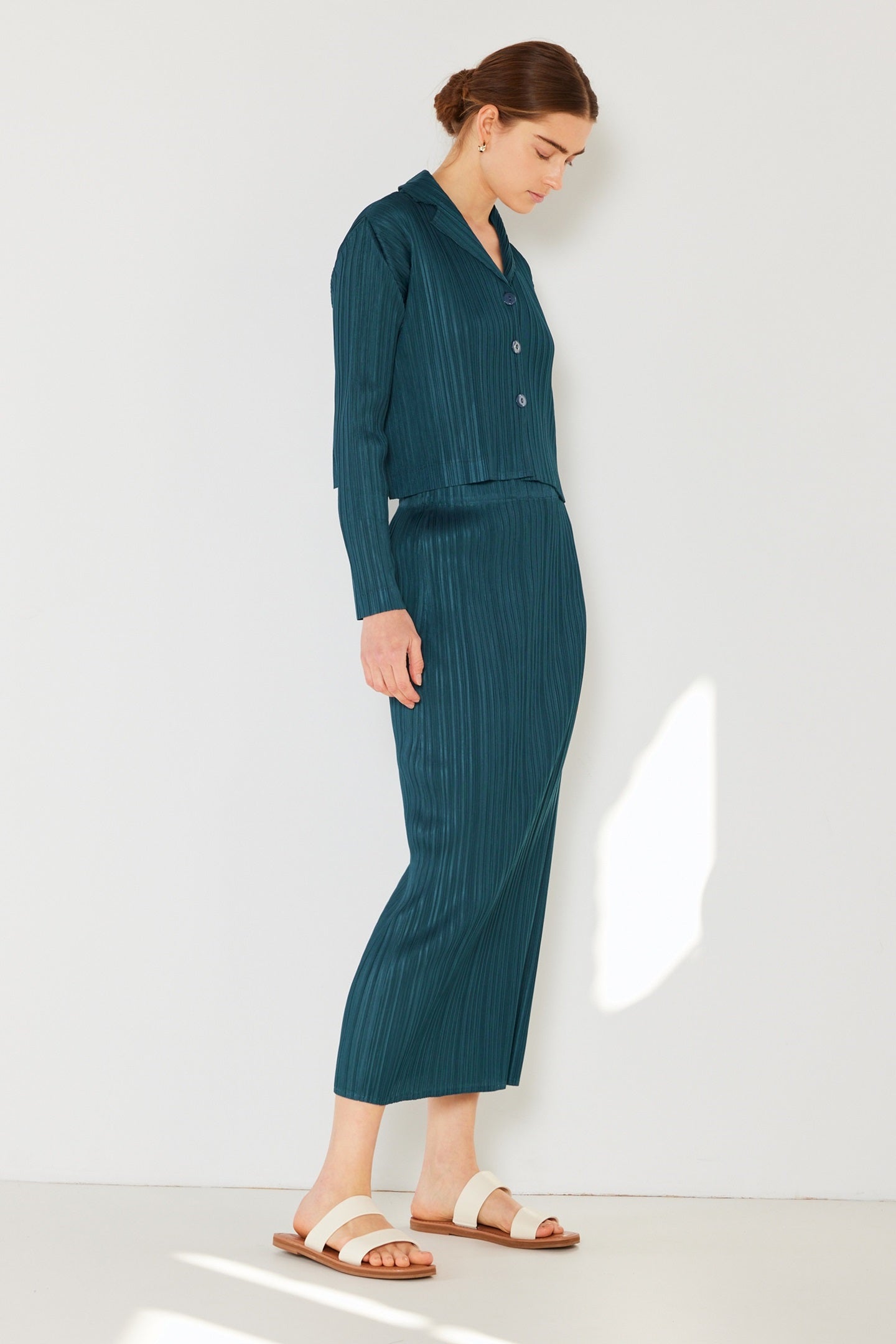 Marina West SKT01H Pleated Midi Pencil Skirt