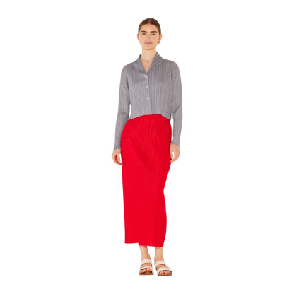 Marina West Pleated Midi Pencil Skirt (SKT01H) - Red