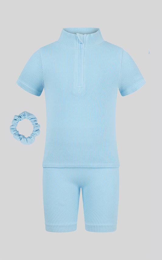4-6X Rib Seamless Top & Short & Scrunchie Set