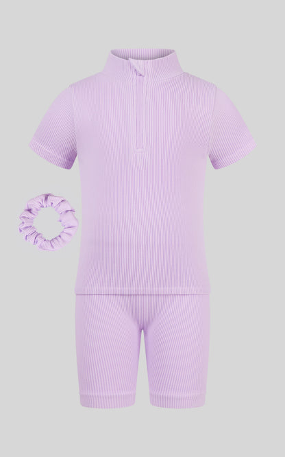 4-6X Rib Seamless Top & Short & Scrunchie Set