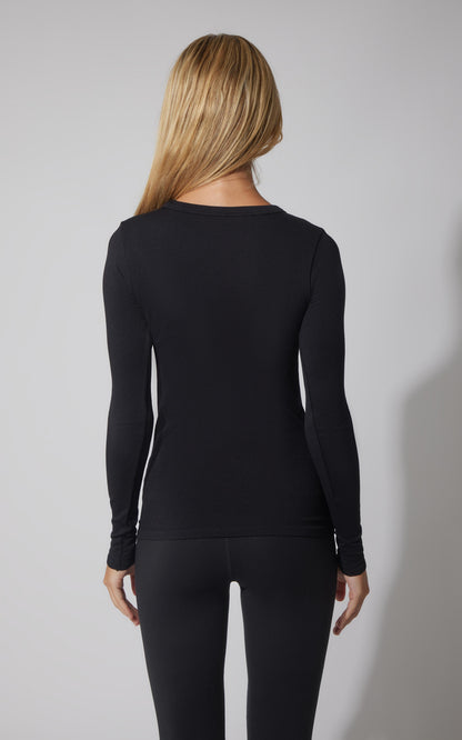 3 PK Ribbed Seamless Crew Neck, Scoop Neck and Square Neck Long Sleeve Top