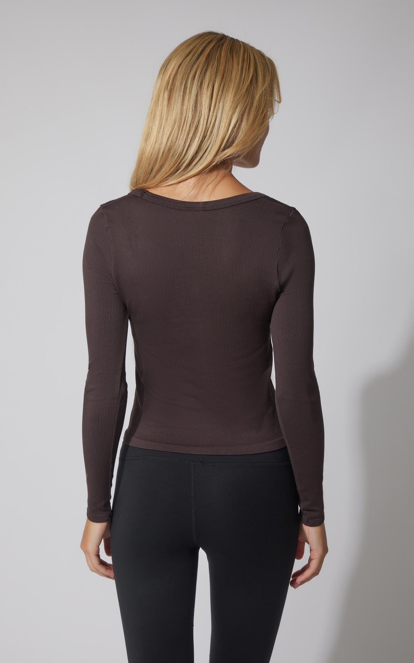 3 PK Ribbed Seamless Crew Neck, Scoop Neck and Square Neck Long Sleeve Top