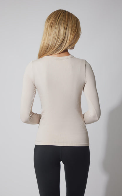 3 PK Ribbed Seamless Crew Neck, Scoop Neck and Square Neck Long Sleeve Top