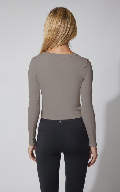 3 PK Ribbed Seamless Crew Neck, Scoop Neck and Square Neck Long Sleeve Top
