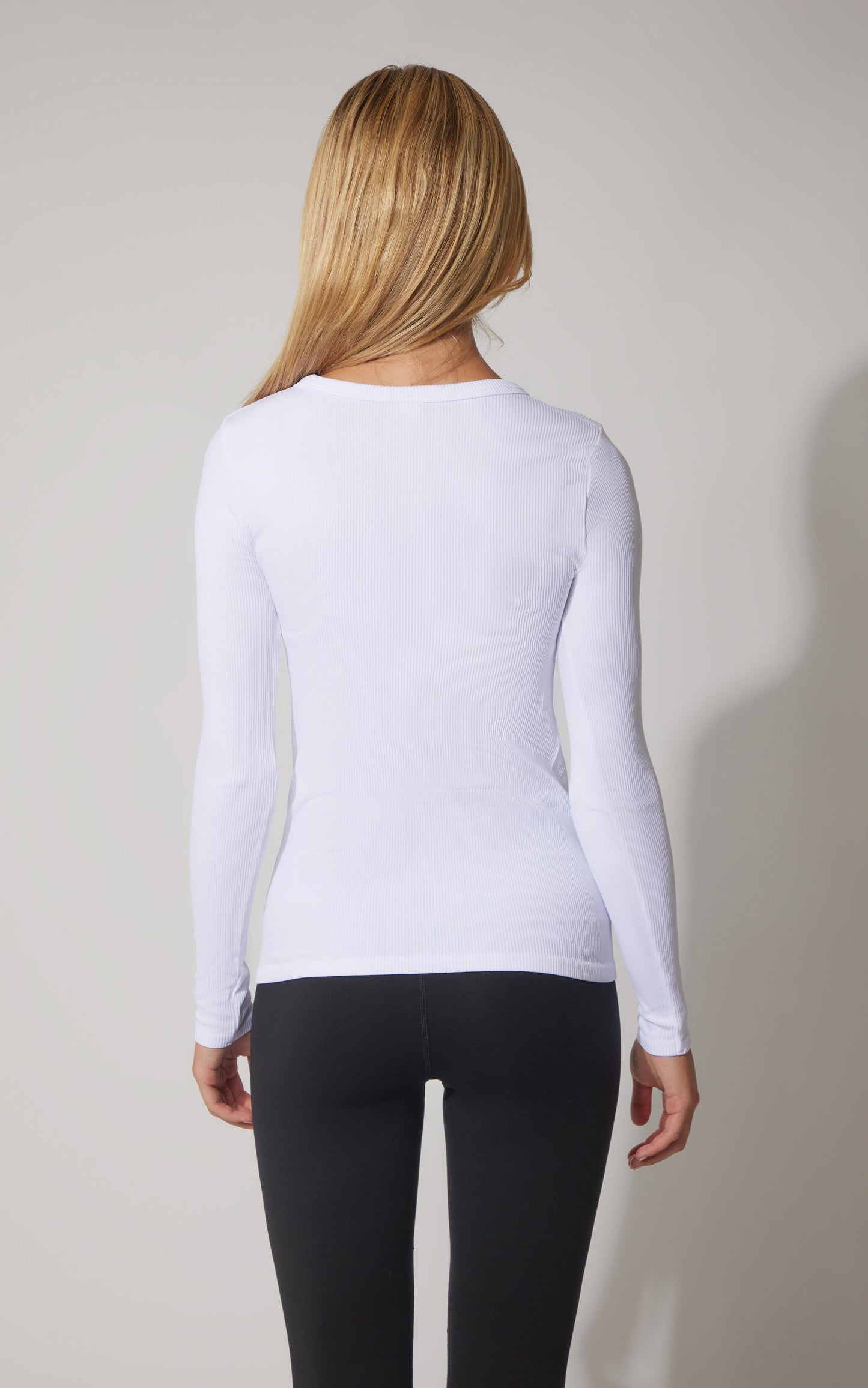 3 PK Ribbed Seamless Crew Neck, Scoop Neck and Square Neck Long Sleeve Top
