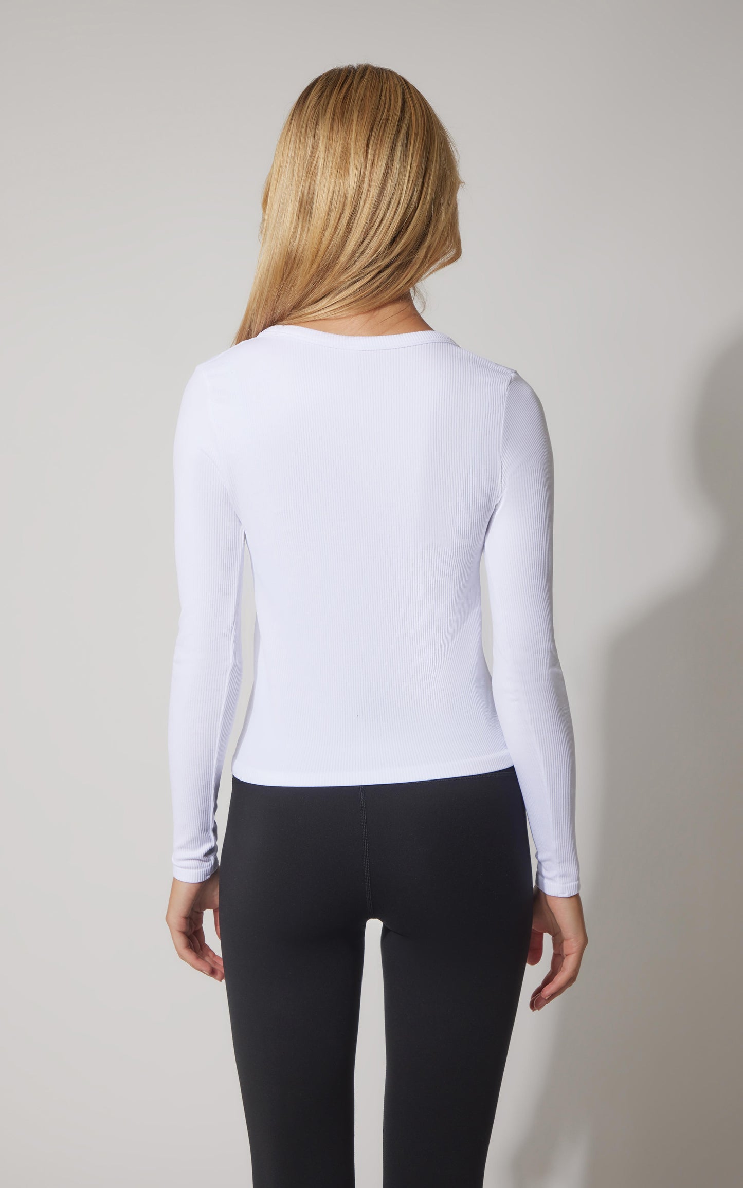 3 PK Ribbed Seamless Crew Neck, Scoop Neck and Square Neck Long Sleeve Top