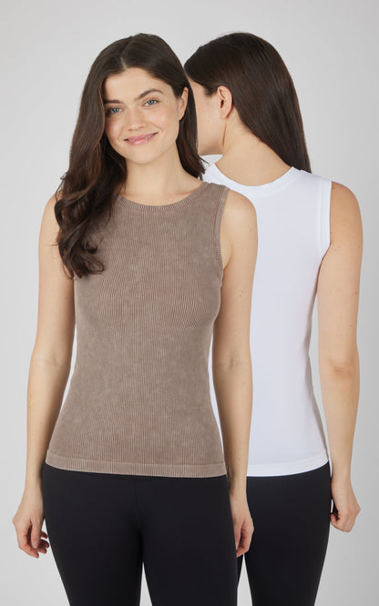 2 PK Stonewash Ribbed Seamless Tank