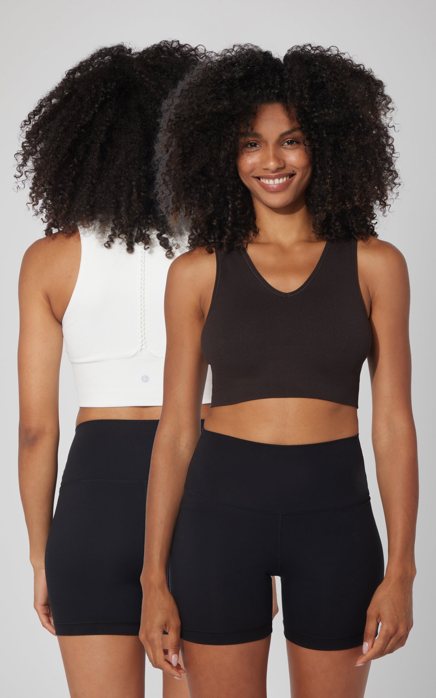 2 PK Ribbed Seamless V-Neck Cropped Tank Top - Our Cafe Story