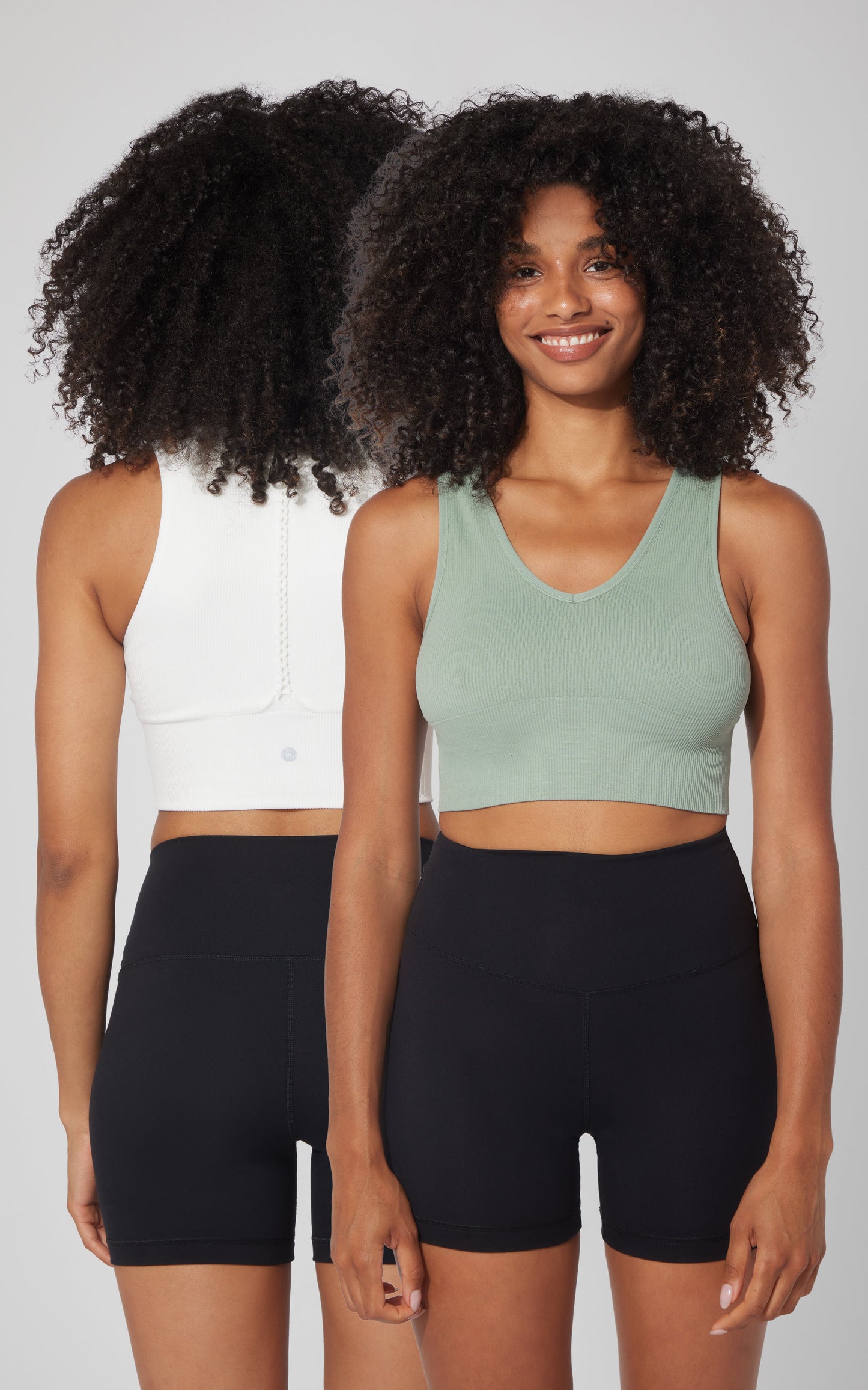 2 PK Ribbed Seamless V-Neck Cropped Tank Top - Our Cafe Story