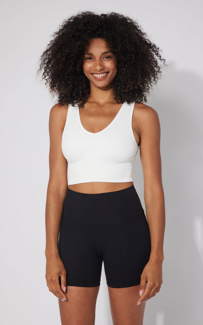 2 PK Ribbed Seamless V-Neck Cropped Tank Top - Our Cafe Story