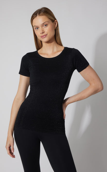 Lurex Seamless Short Sleeve Active Shirt - Our Cafe Story