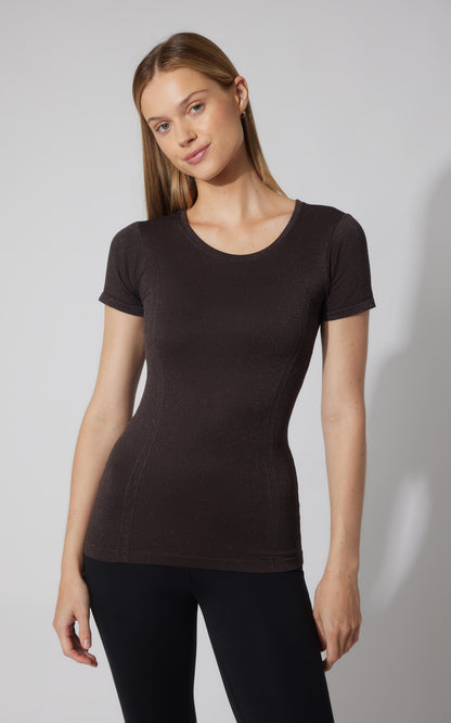 Lurex Seamless Short Sleeve Active Shirt - Our Cafe Story