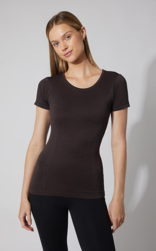 Lurex Seamless Short Sleeve Active Shirt - Our Cafe Story