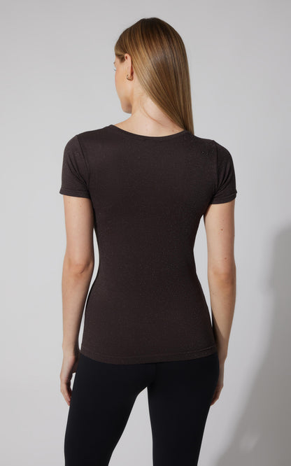 Lurex Seamless Short Sleeve Active Shirt - Our Cafe Story