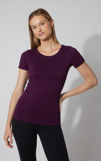 Lurex Seamless Short Sleeve Active Shirt - Our Cafe Story