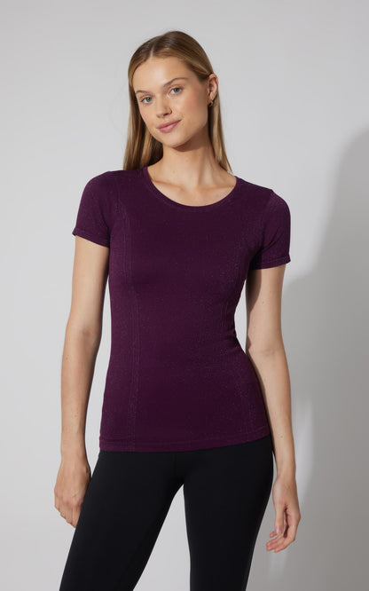 Lurex Seamless Short Sleeve Active Shirt - Our Cafe Story