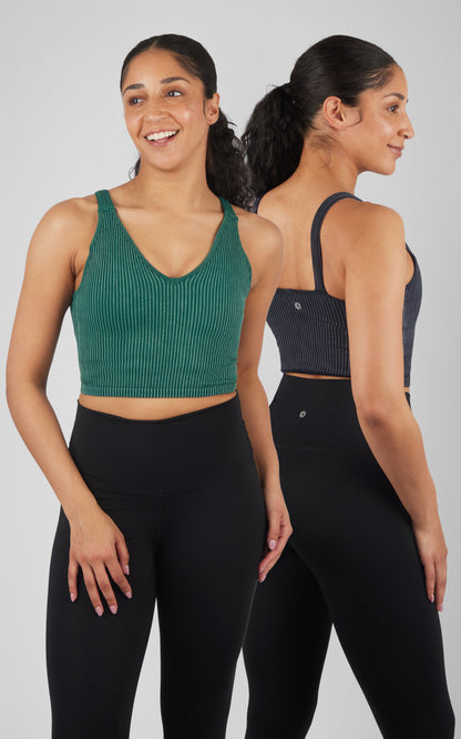 2 PK Stone Wash V-Neck Tank
