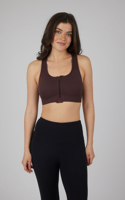 2 PK Seamless Textured Zip Bra Top