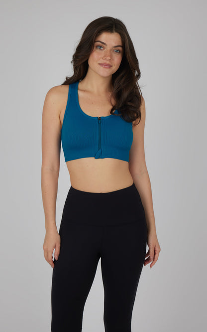 2 PK Seamless Textured Zip Bra Top