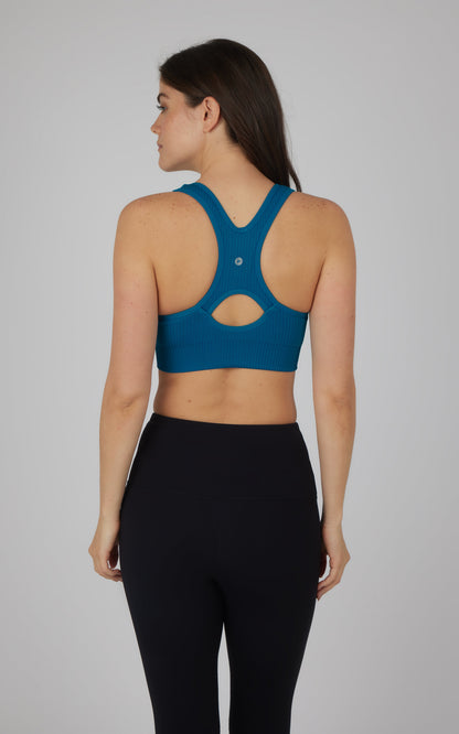 2 PK Seamless Textured Zip Bra Top