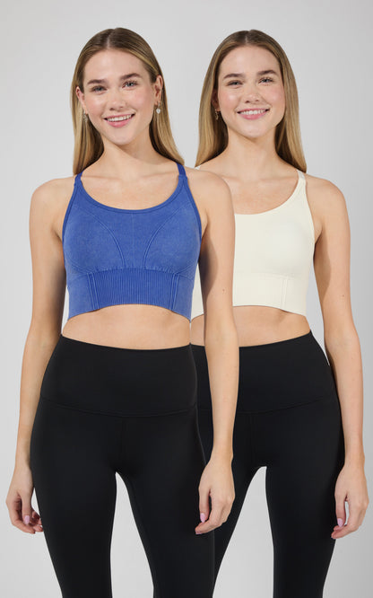 2 PK Stone Washed Verta Textured Bra
