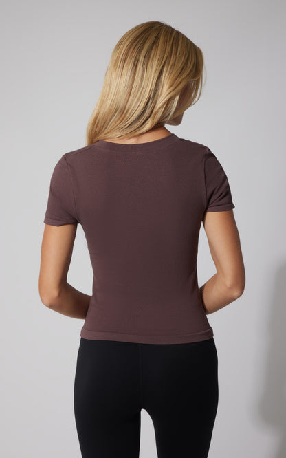 2 PK Seamless Ribbed Scoop Neck Short Sleeve Tee - Our Cafe Story