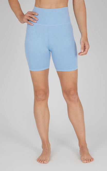 2 PK Stonewash Ribbed Textured 5" Inseam  Seamless Short