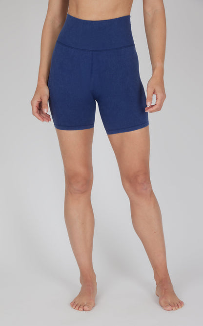 2 PK Stonewash Ribbed Textured 5" Inseam  Seamless Short