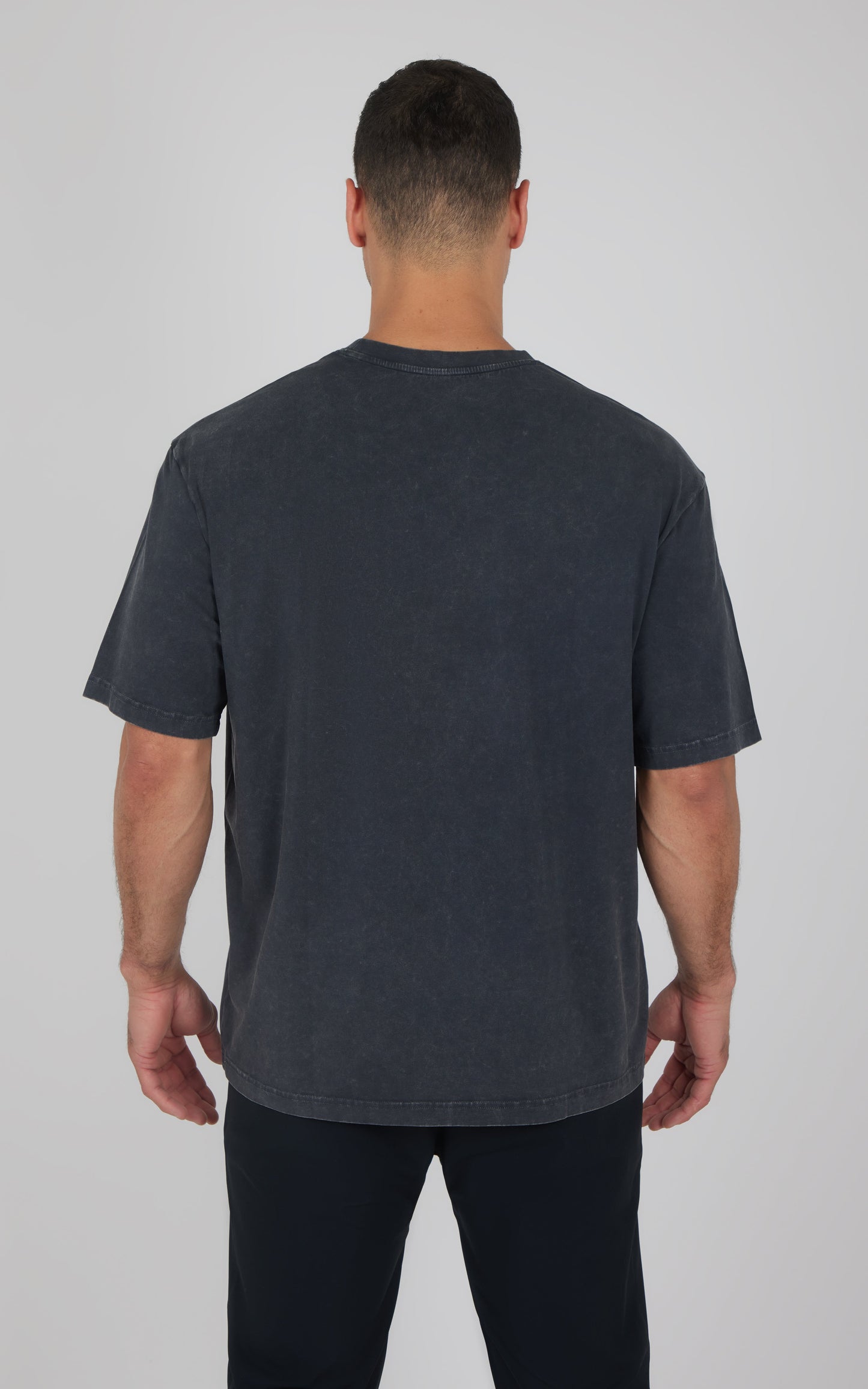 Mens Acid Wash Oversized Boxy Crew Neck Tee