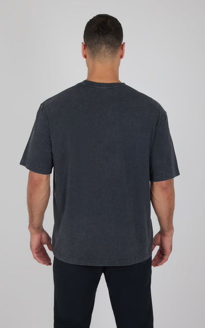 Mens Acid Wash Oversized Boxy Crew Neck Tee
