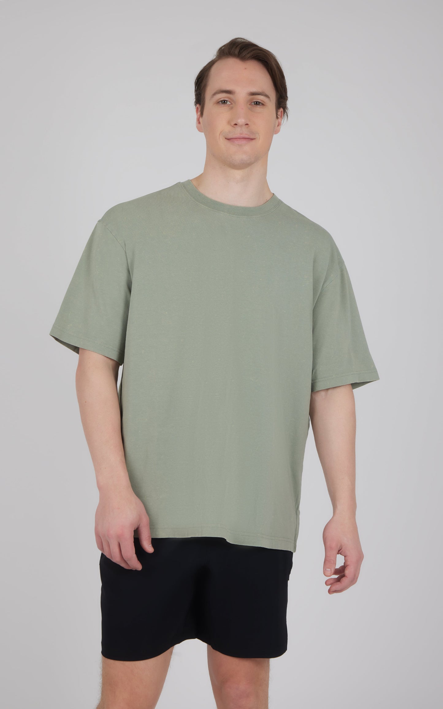 Mens Acid Wash Oversized Boxy Crew Neck Tee