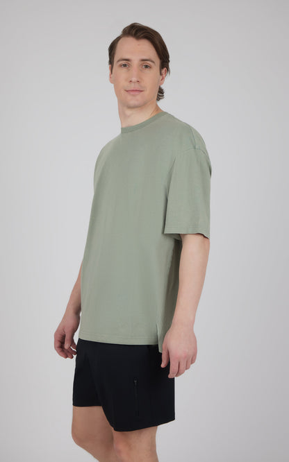 Mens Acid Wash Oversized Boxy Crew Neck Tee