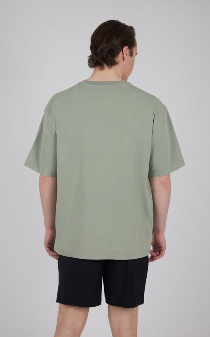 Mens Acid Wash Oversized Boxy Crew Neck Tee