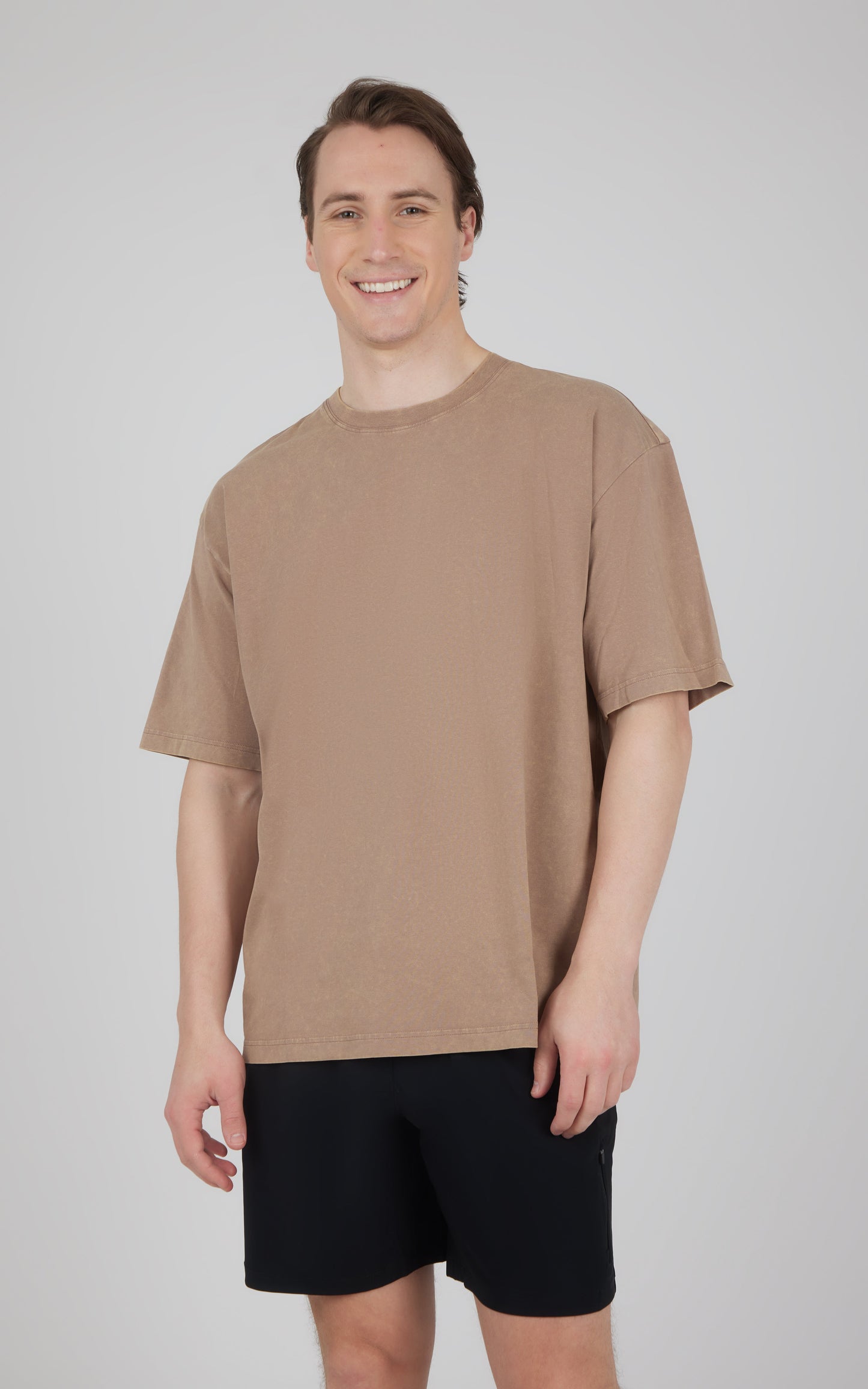 Mens Acid Wash Oversized Boxy Crew Neck Tee