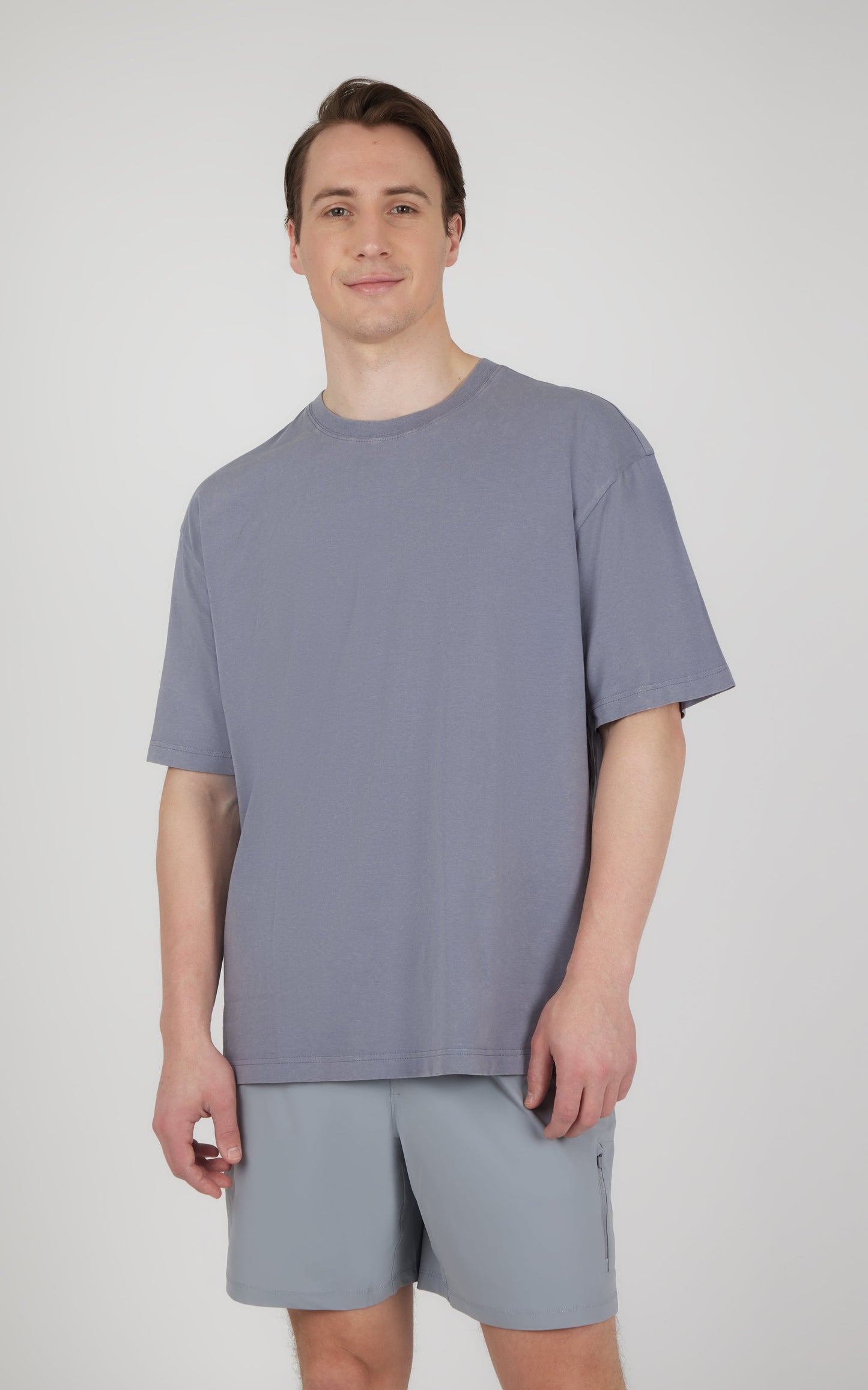 Mens Acid Wash Oversized Boxy Crew Neck Tee