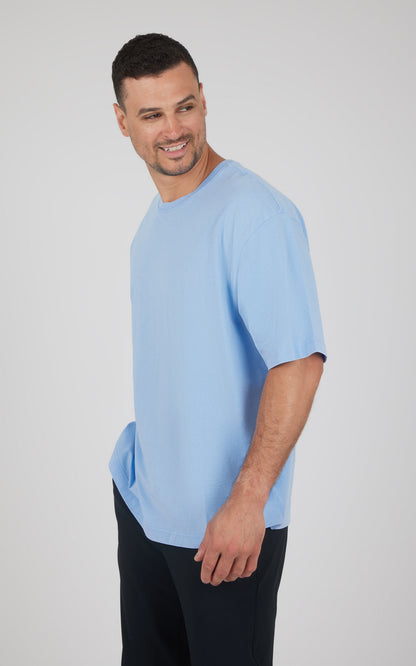 Mens Acid Wash Oversized Boxy Crew Neck Tee