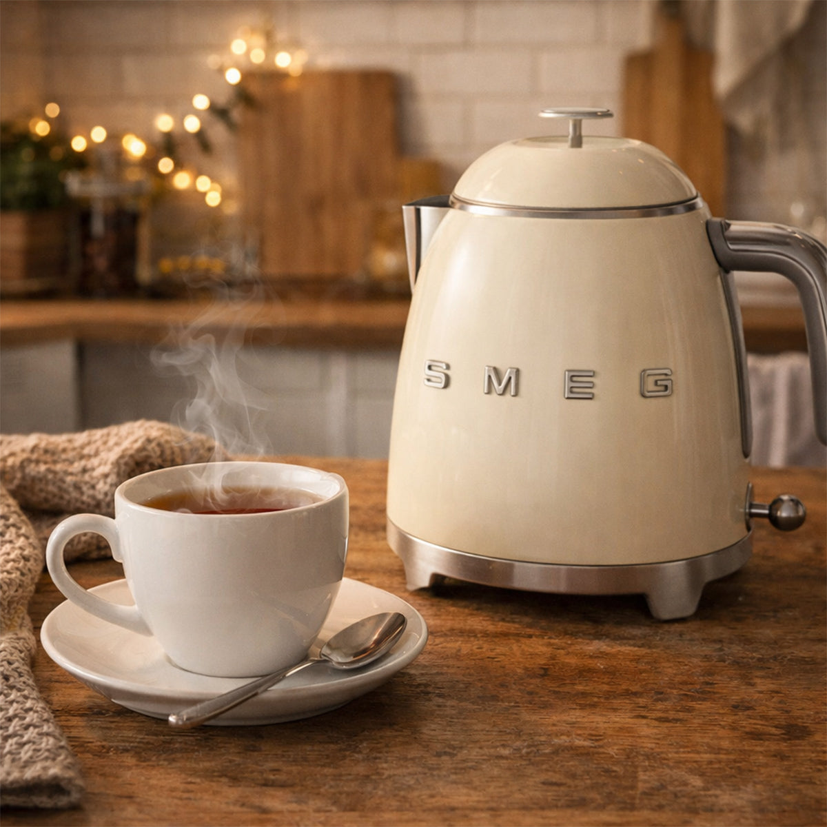 SMEG Mini 50's Retro Style Electric Kettle with Double Wall Anti Slip Base and Water Level Indicator - 3 Cup