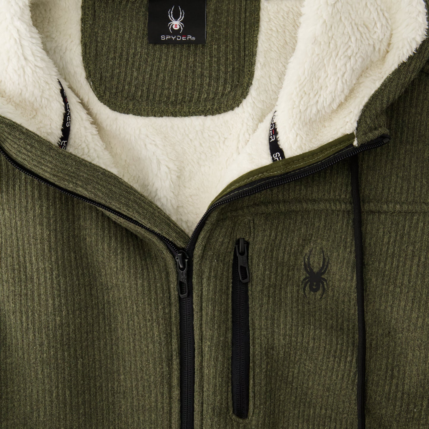 Mens Sherpa Hoodie - Olive