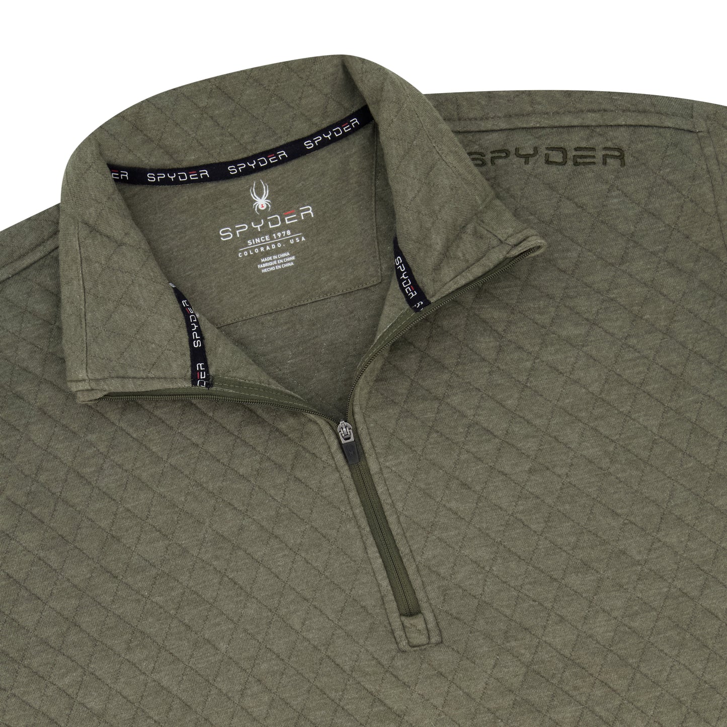 Spyder Men's Diamond Quilt Quarter Zip - Olive