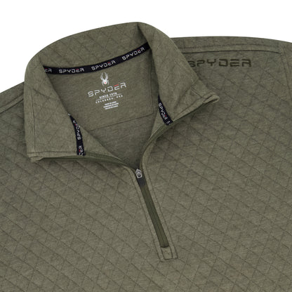 Spyder Men's Diamond Quilt Quarter Zip - Olive