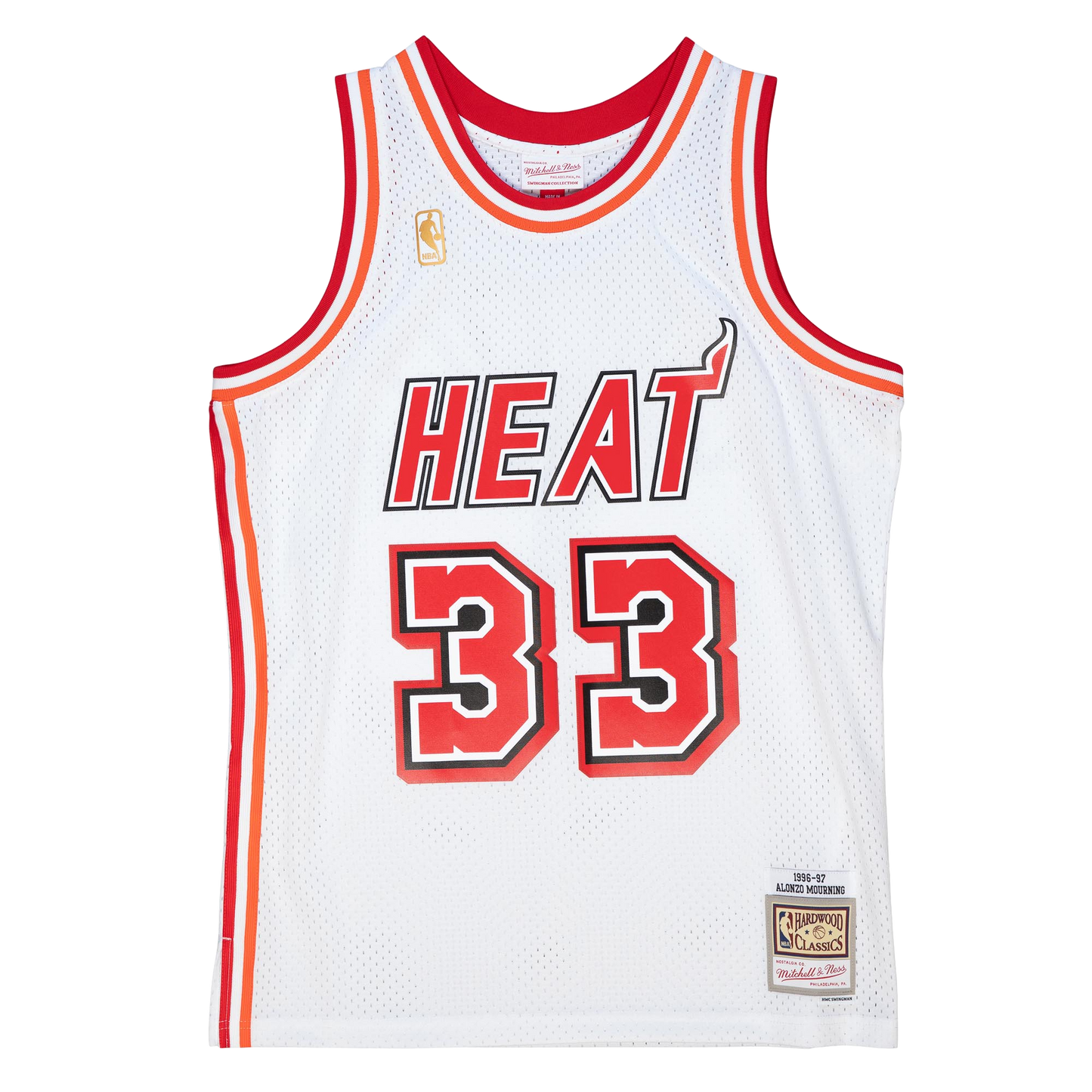 Mitchell & Ness Men's NBA White Jersey Heat 1996 Alonzo Mourning