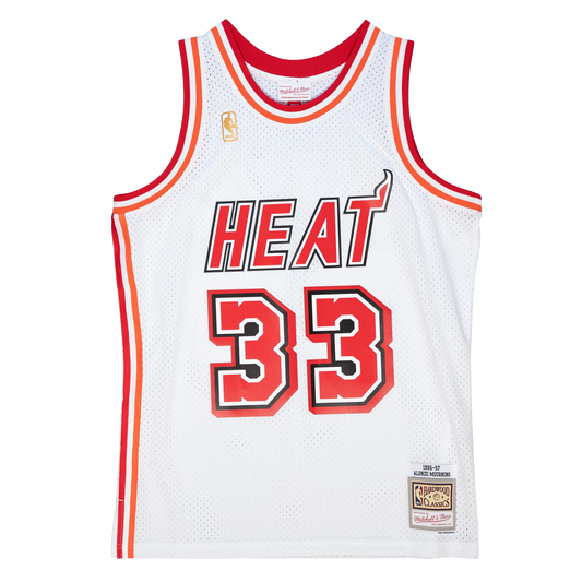 Mitchell & Ness Men's NBA White Jersey Heat 1996 Alonzo Mourning