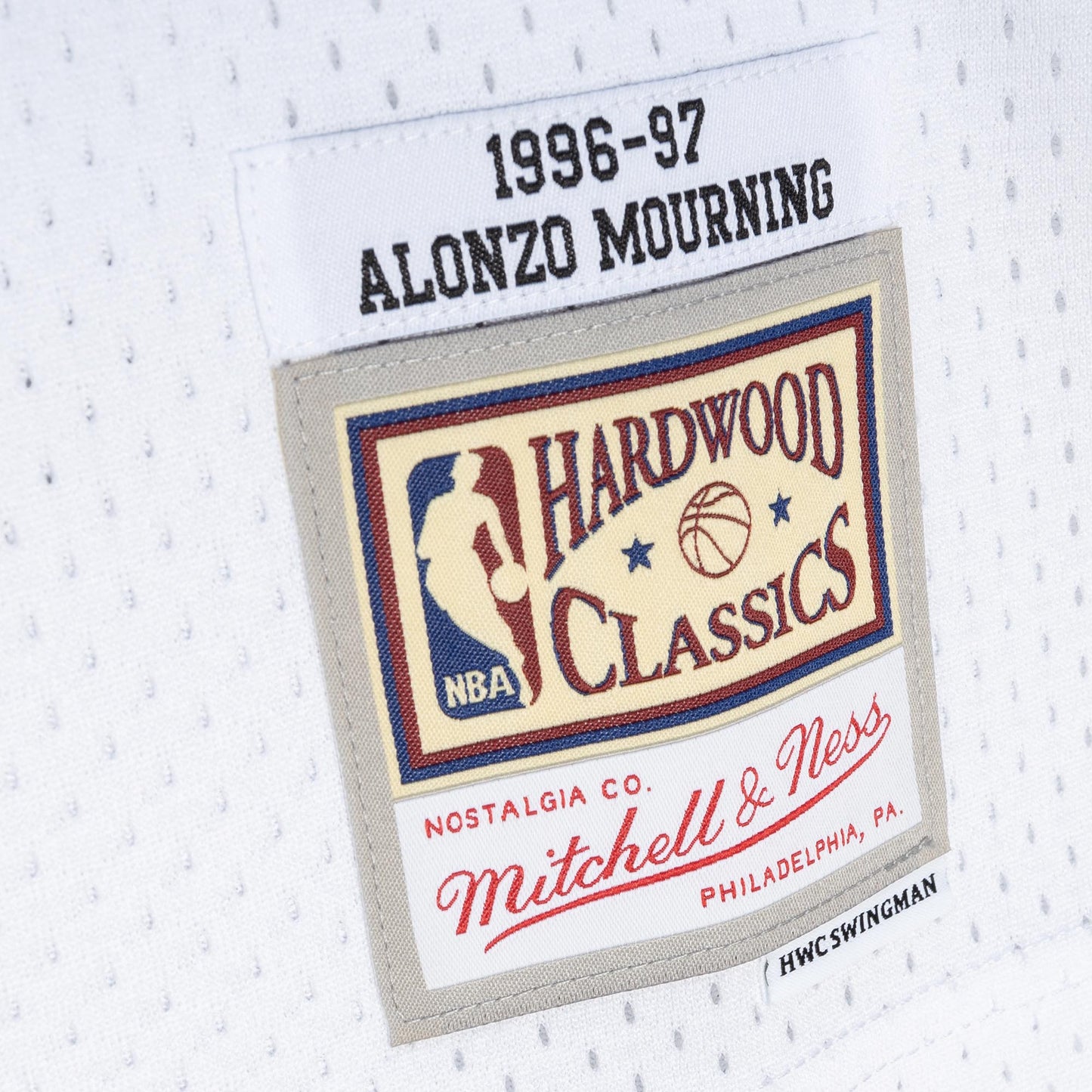 Mitchell & Ness Men's NBA White Jersey Heat 1996 Alonzo Mourning