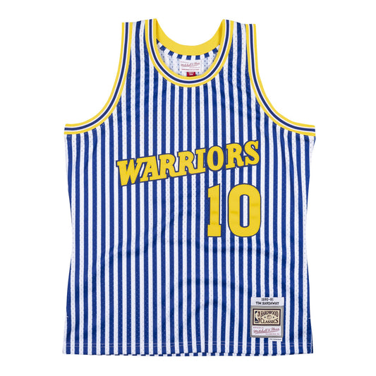 Mitchell & Ness Men's NBA Striped Swingman Jersey Gs Warriors 1990 Tim Hardaway