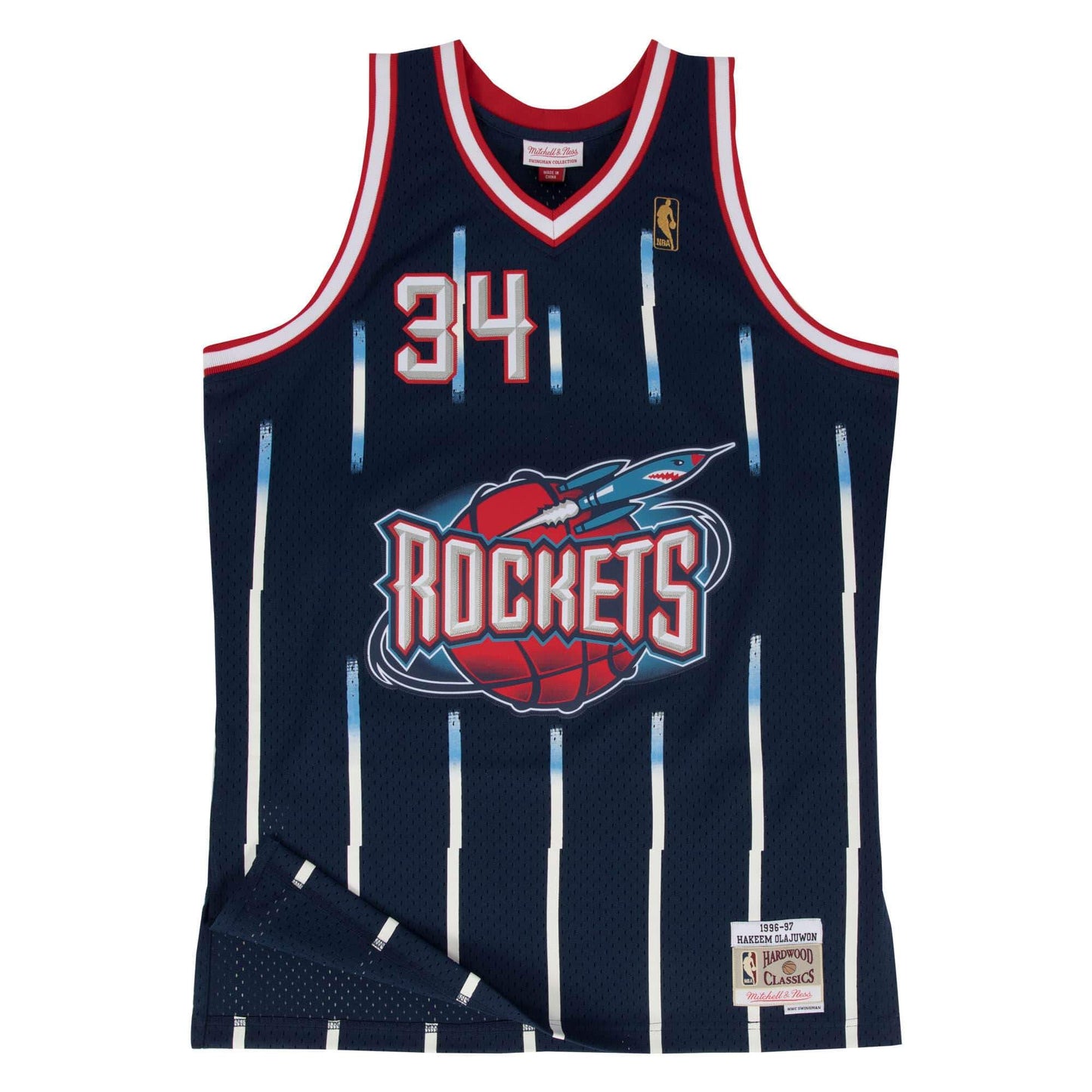 Men's Mitchell & Ness NBA Swingman Road Jersey Rockets 96 Hakeem Olajuwon