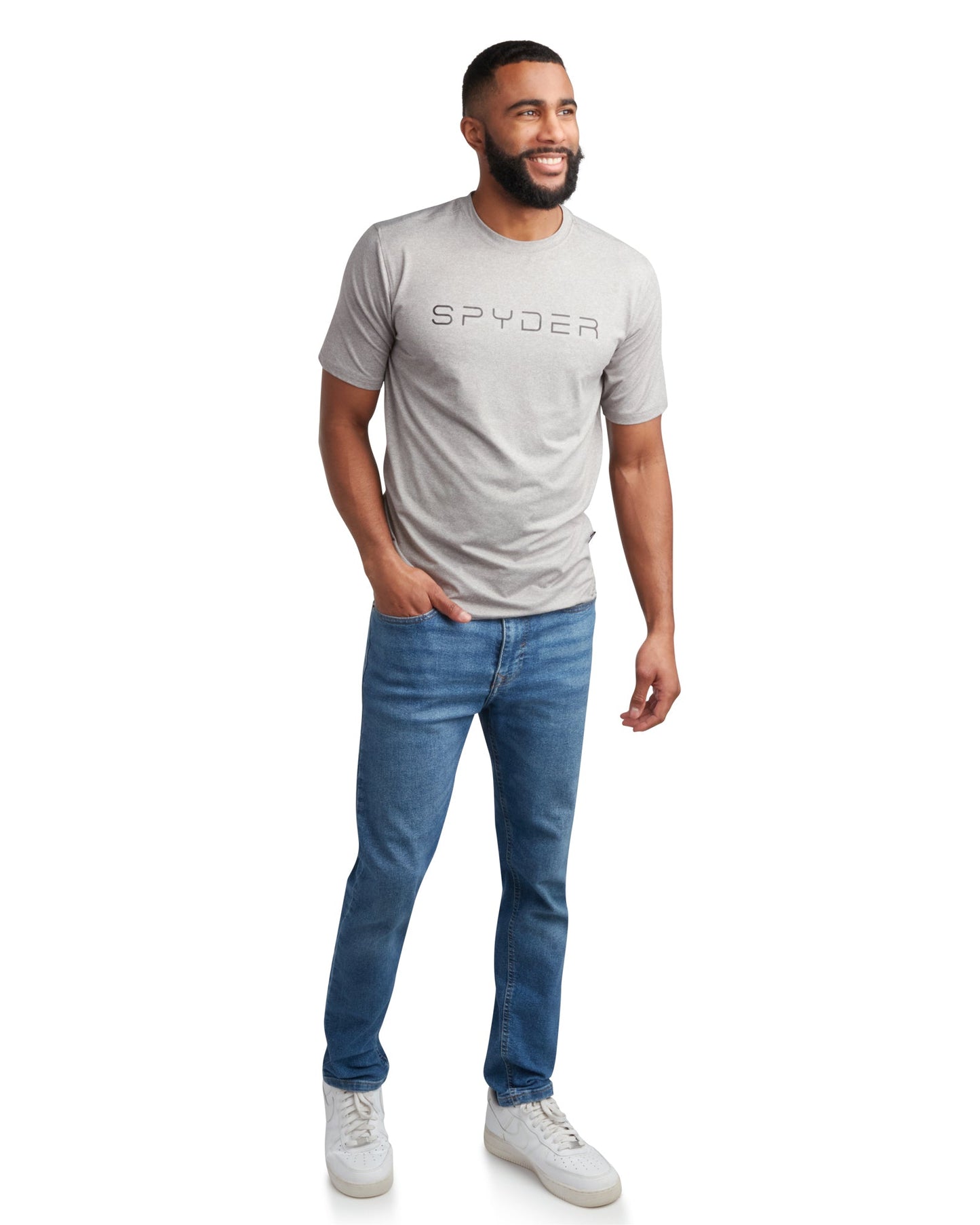 Mens Short Sleeve Wordmark - Heather Grey