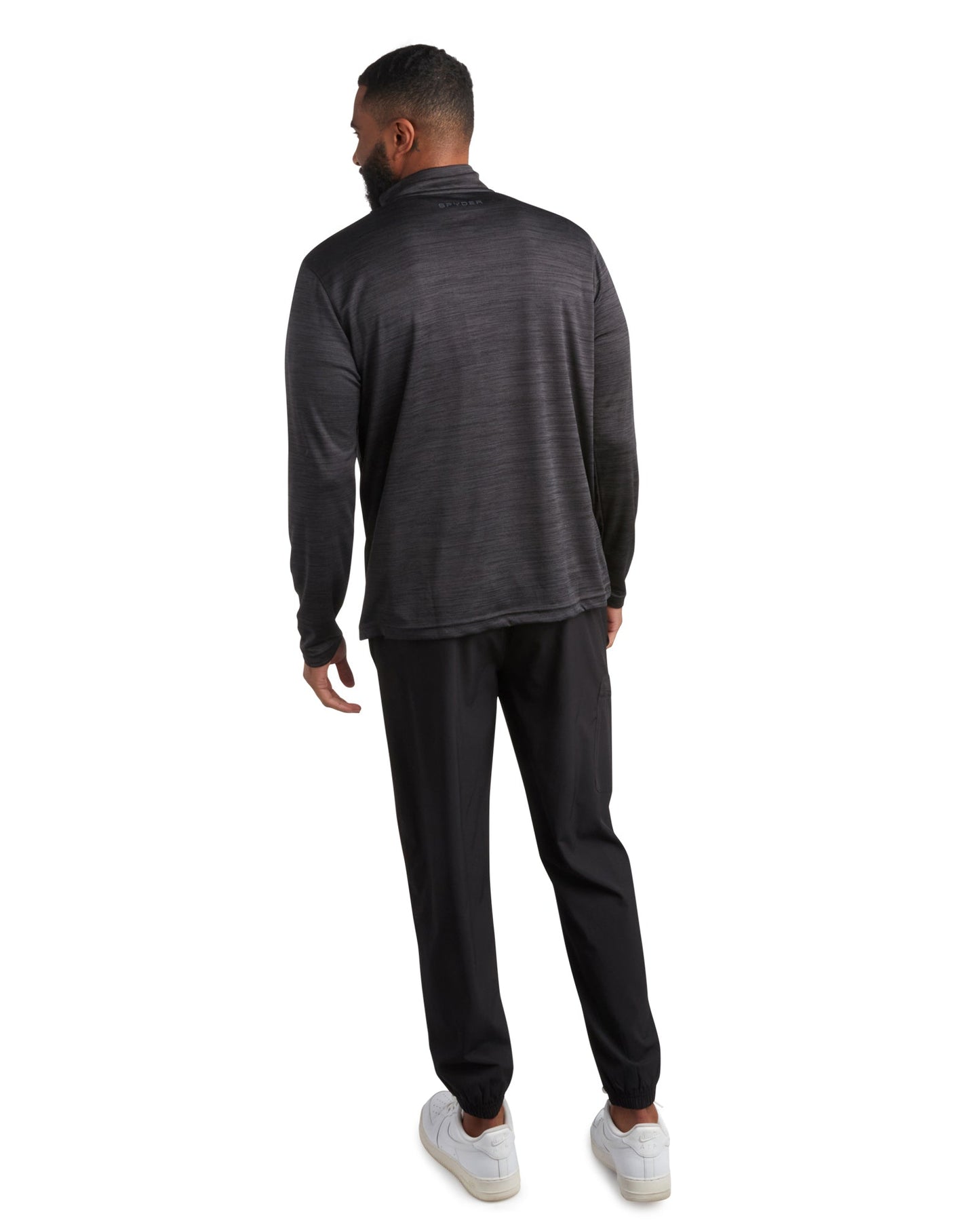Spyder Men's Long Sleeve Honeycomb Quarter Zip - Heather Black